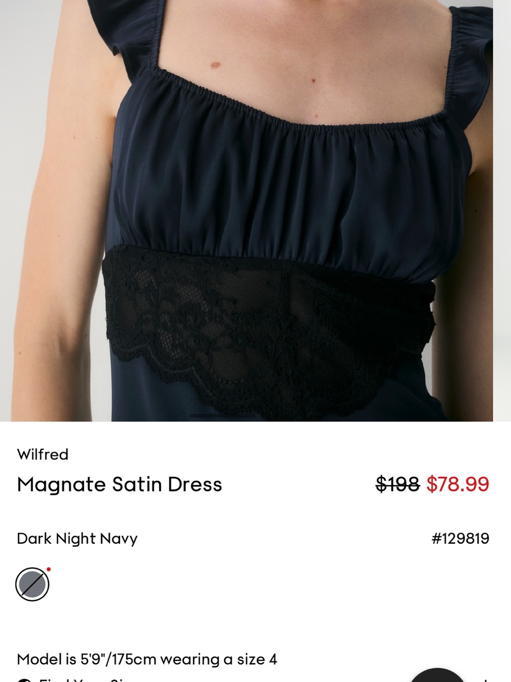 NWT Aritzia “Magnate Satin Dress” in dark night navy by Wilfred - Picture 8 of 11